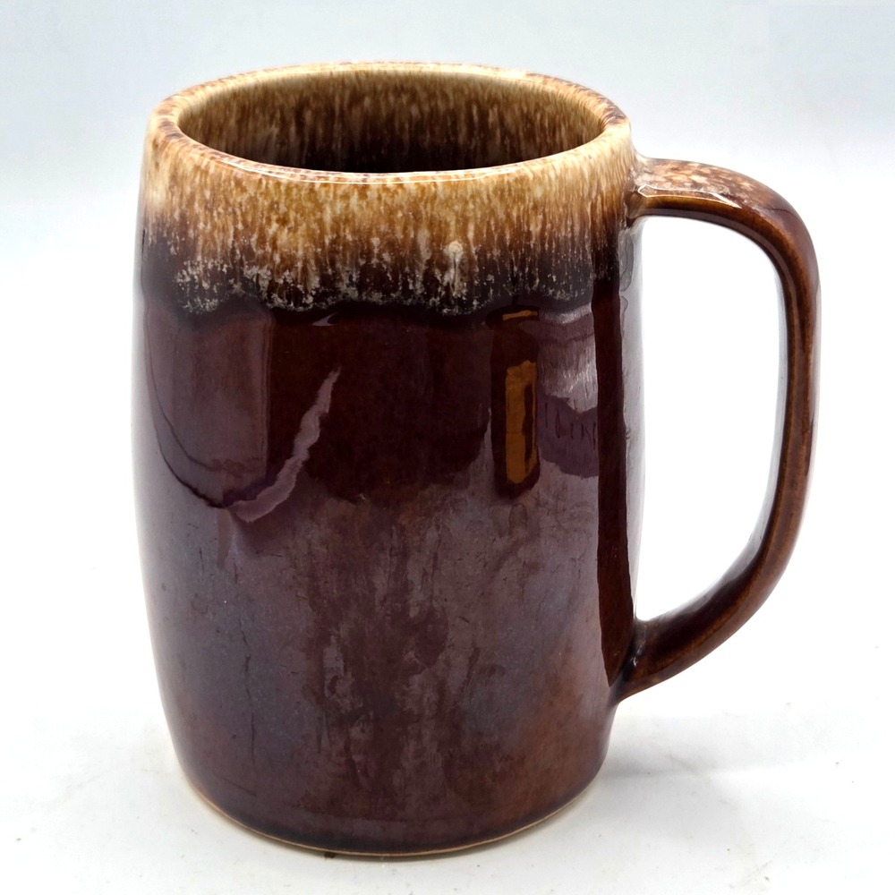 Vintage Hull Brown Drip Coffee Mug LARGE Oven Proof USA MCM Pottery